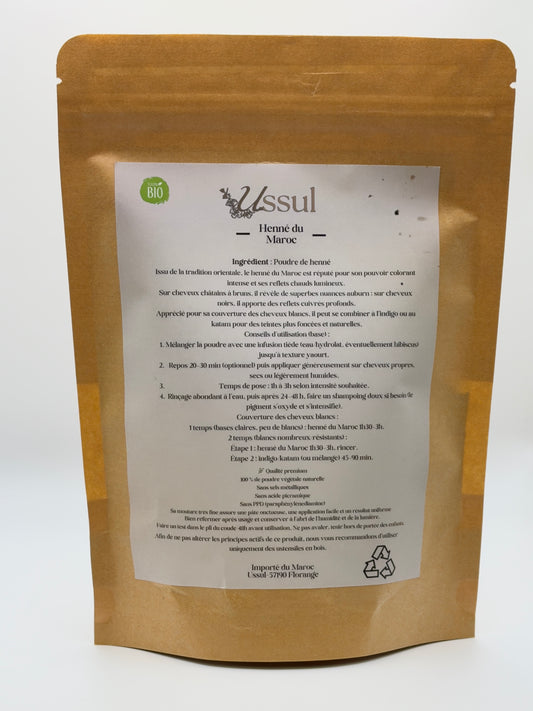 Henné du Maroc Ussul colorant capillaire végétal