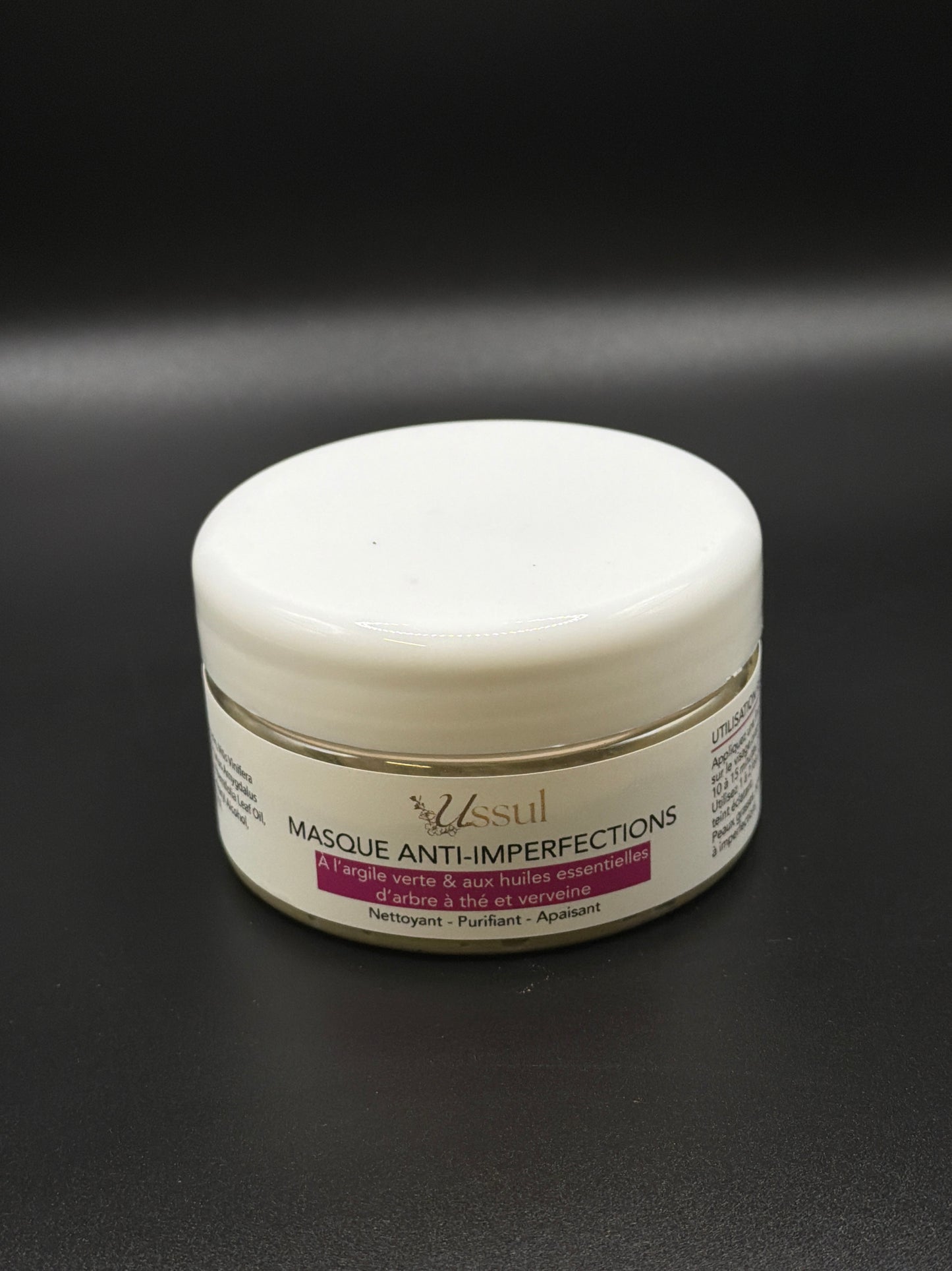 Masque anti imperfections USSUL nettoyant apaisant purifiant argile verte tea tree verveine
