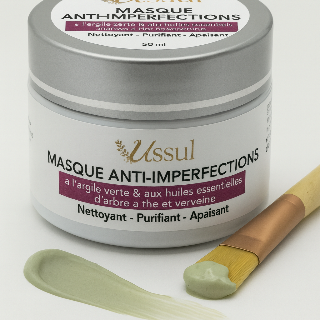 Masque anti imperfections USSUL nettoyant apaisant purifiant argile verte tea tree verveine