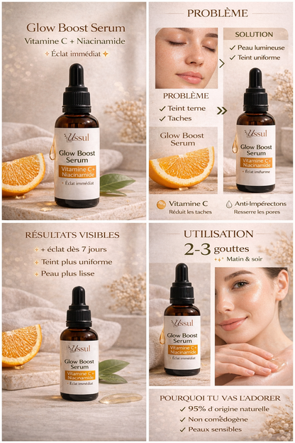 serum vitamine c niacinamide ussul glow boost serum eclat peau anti taches